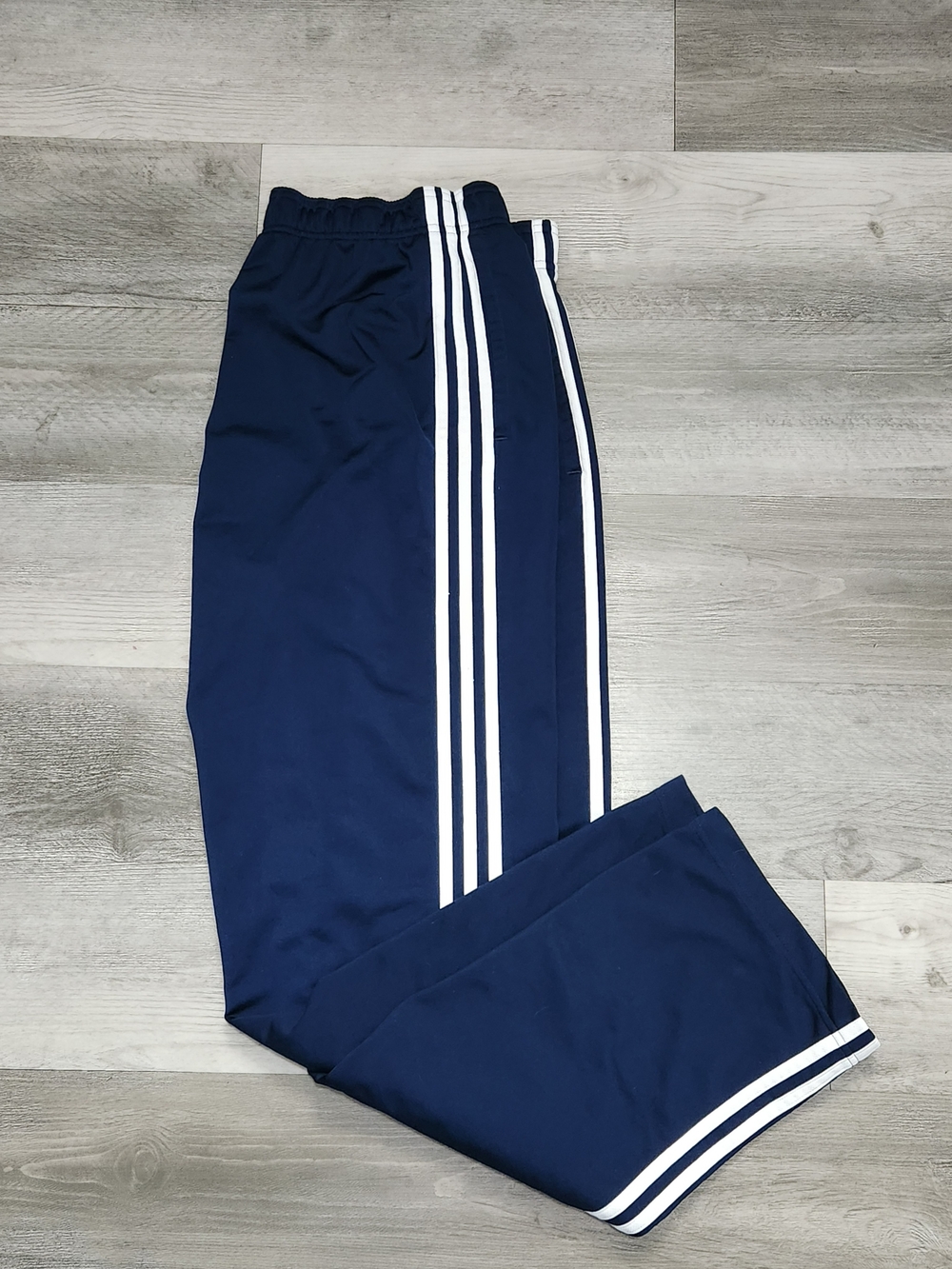 Adidas Youth Navy Track Pants with White Tri-Stripes Logo Size Large - Picture 4 of 12